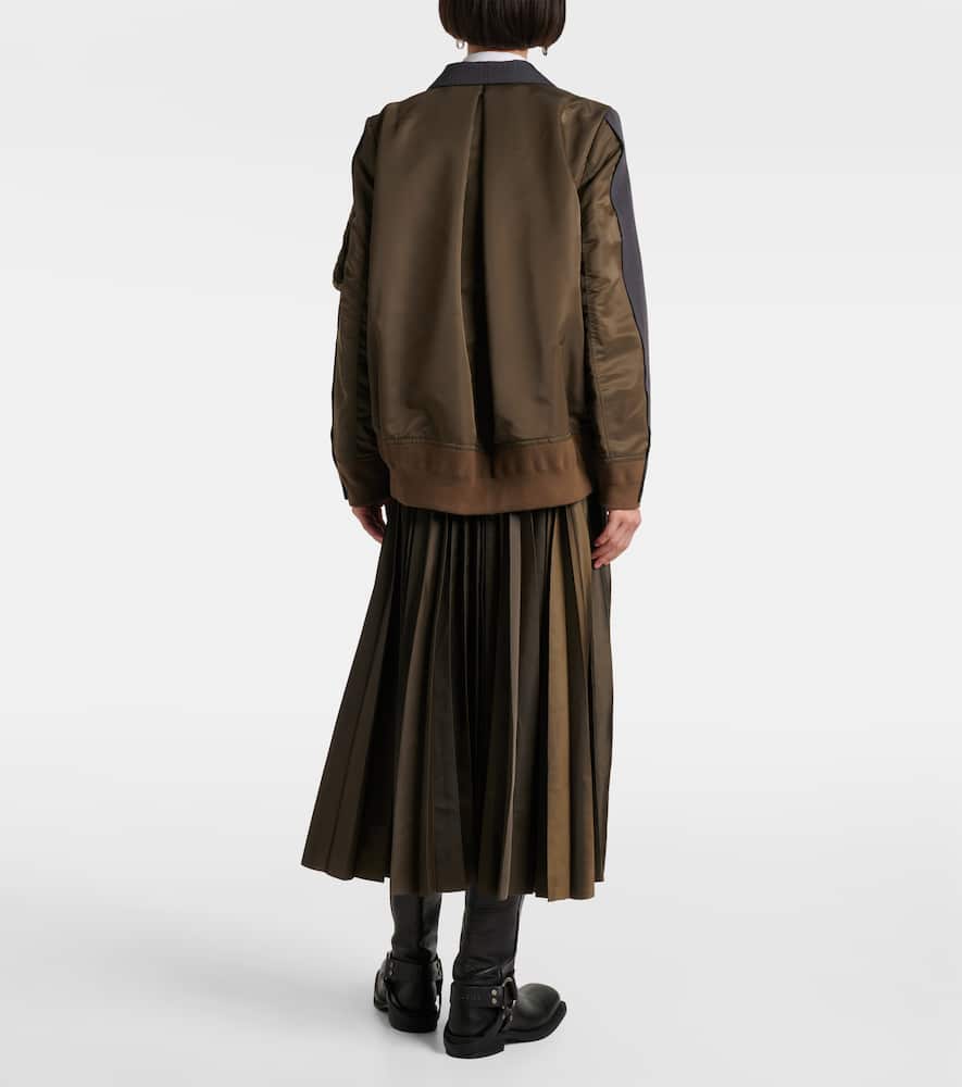 Sacai Wool And Twill Double-breasted Blazer In Black