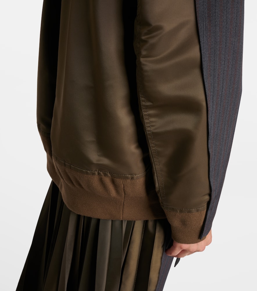 Sacai Wool And Twill Double-breasted Blazer In Black