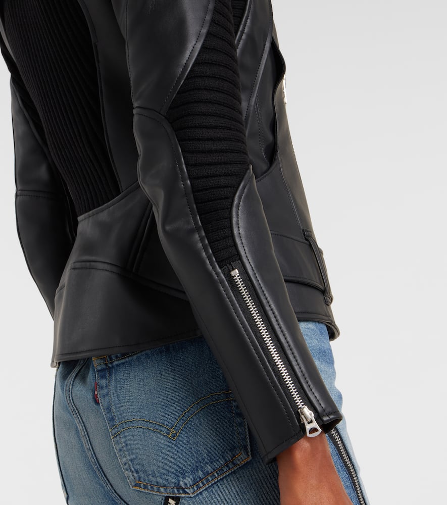 Junya Watanabe Zippered Long-sleeved Leather Jacket In Black