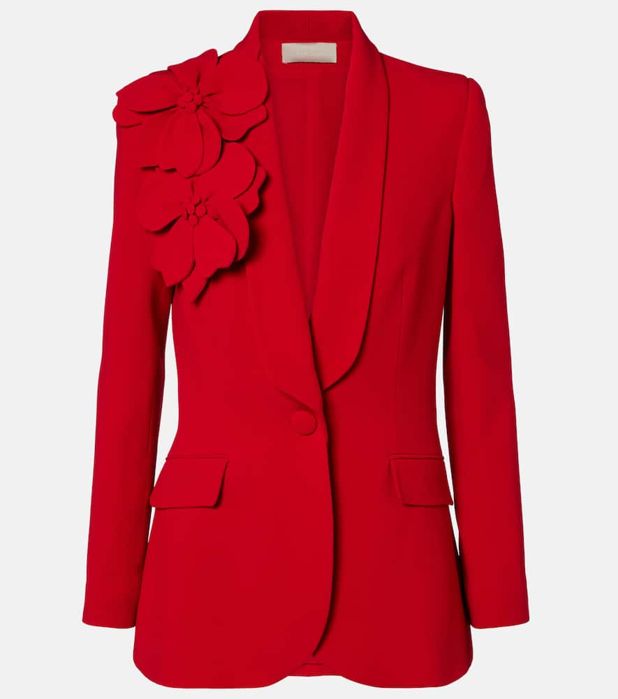 Elie Saab Floral-appliqué Cady Blazer In Red