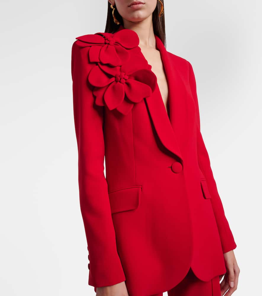 Elie Saab Floral-appliqué Cady Blazer In Red
