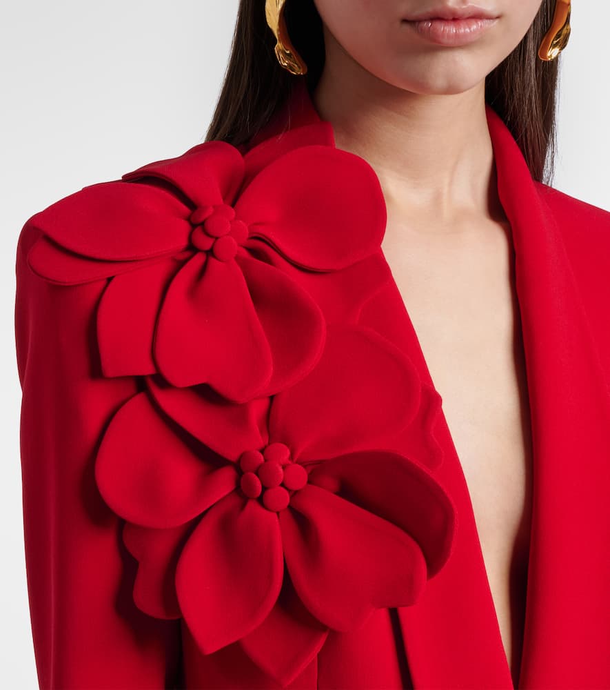 Elie Saab Floral-appliqué Cady Blazer In Red