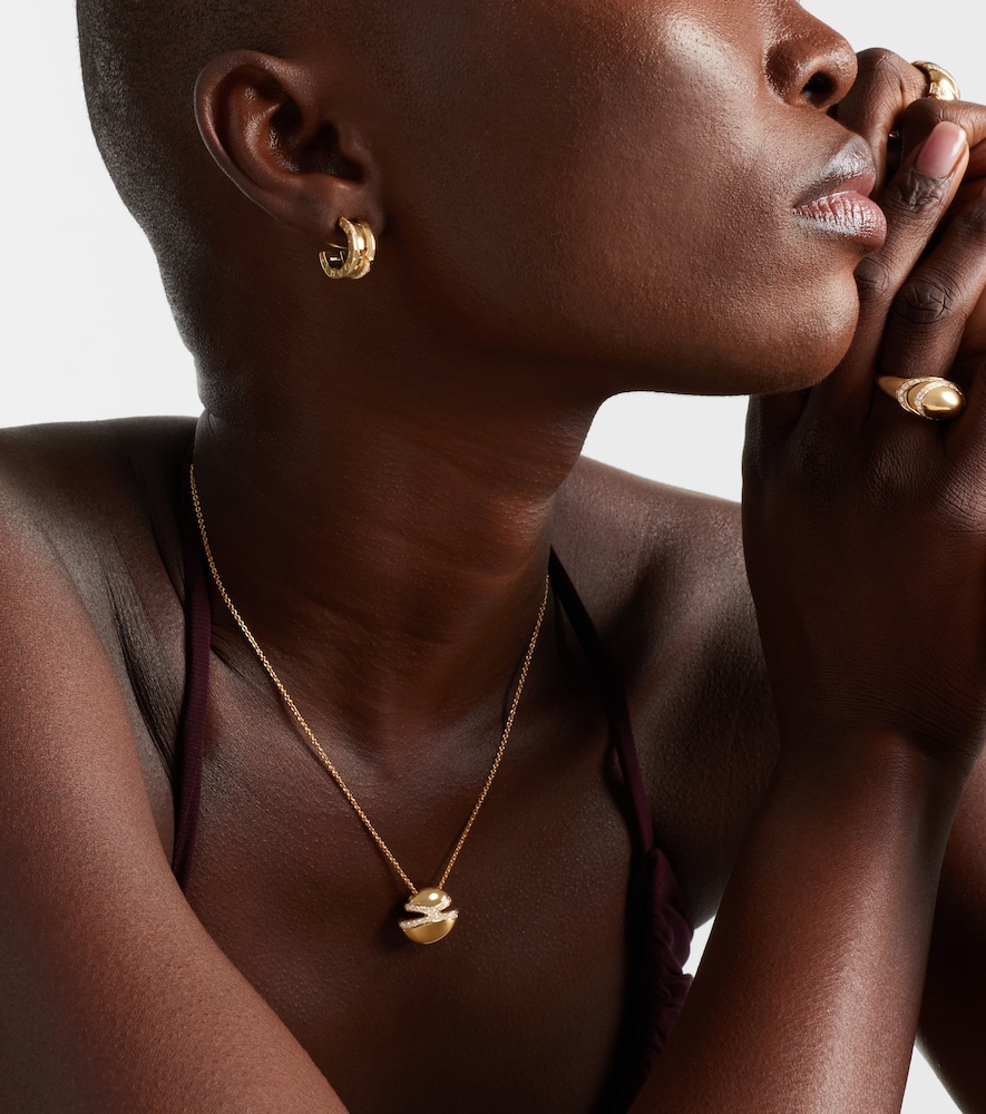  Bvlgari Bvlgari B.zero1 18kt Gold Hoop Earrings With Diamonds 