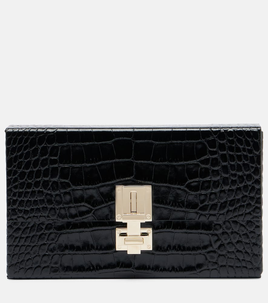 Tom Ford T Latch Croc-effect Leather Box Clutch In Pink