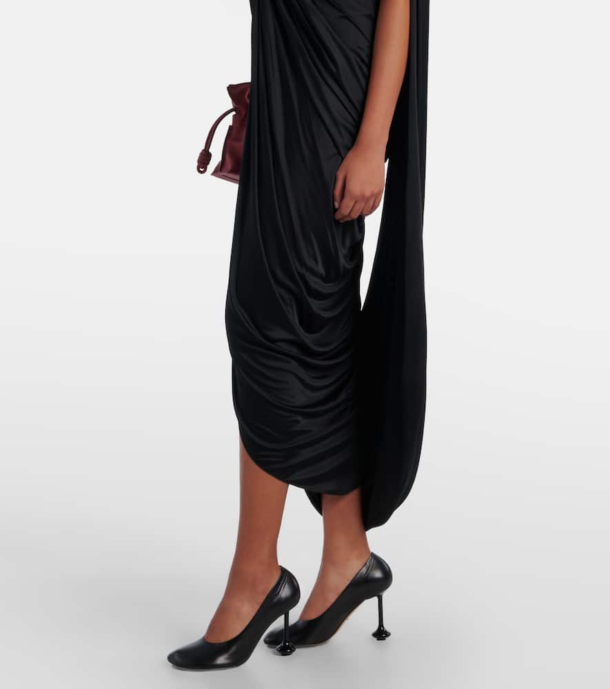 Loewe Draped Midi Dress In Black