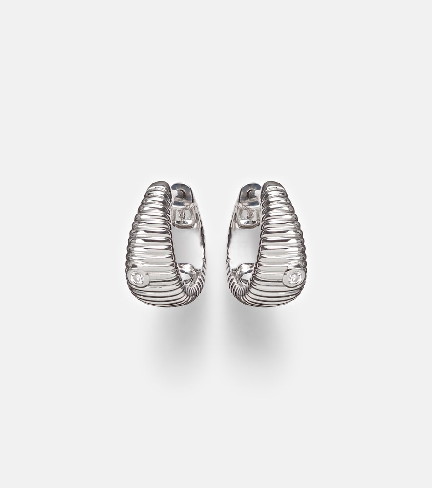 Yvonne Leon Yvonne Léon Berlingot Nano 9kt white gold hoop earrings with diamonds