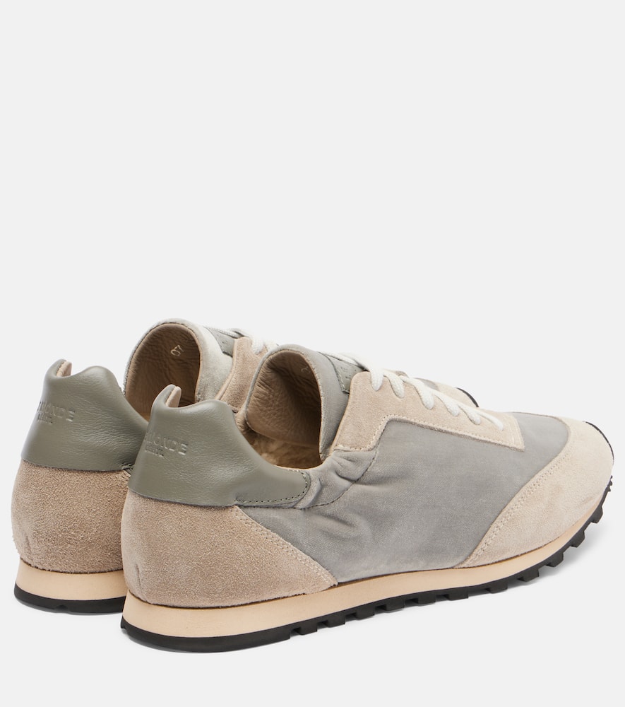 Le Monde Beryl Le Monde Béryl Slim Runner Velvet And Suede Sneakers In Gray