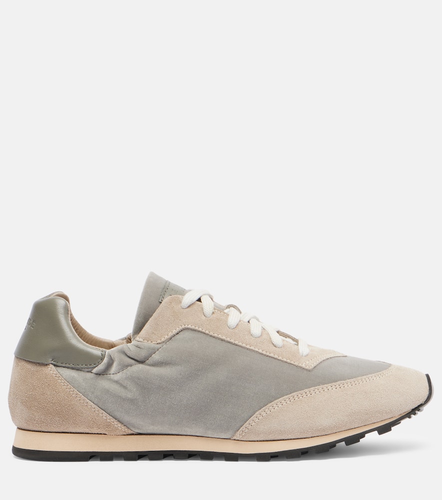 Le Monde Beryl Le Monde Béryl Slim Runner Velvet And Suede Sneakers In Gray