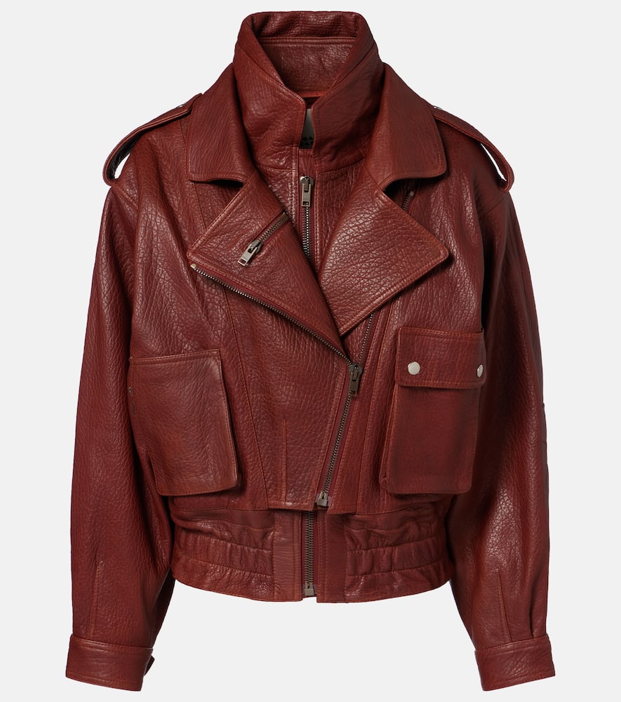 Isabel Marant Aneli Leather Bomber Jacket In Brown