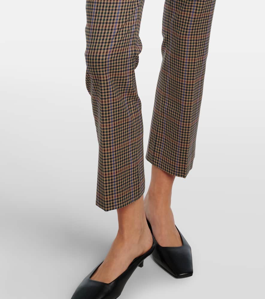Veronica Beard Arte Checked Slim Pants In Brown