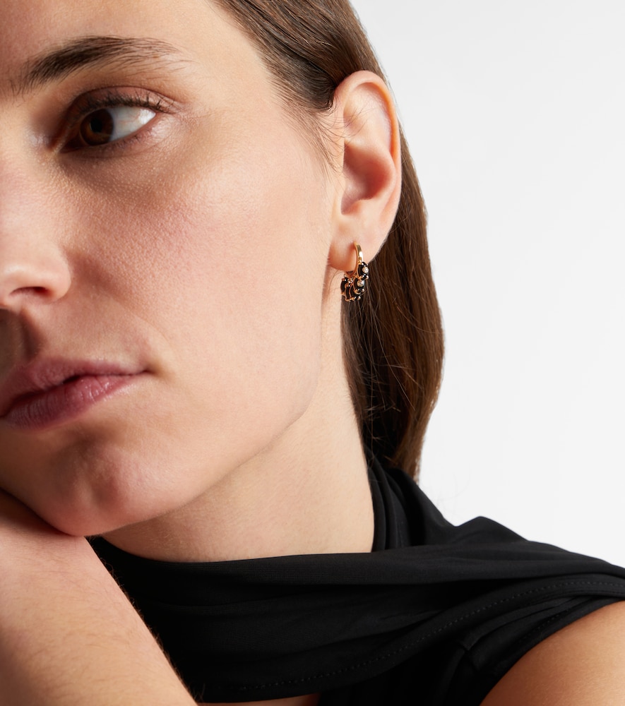 Sydney Evan 14kt gold hoop earrings with onyx and diamonds