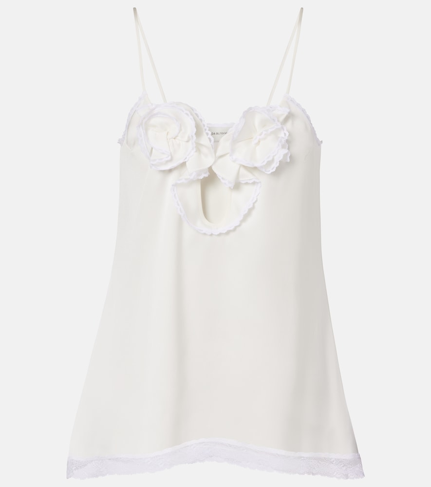 Magda Butrym Floral-appliqué lace-trimmed silk satin camisole