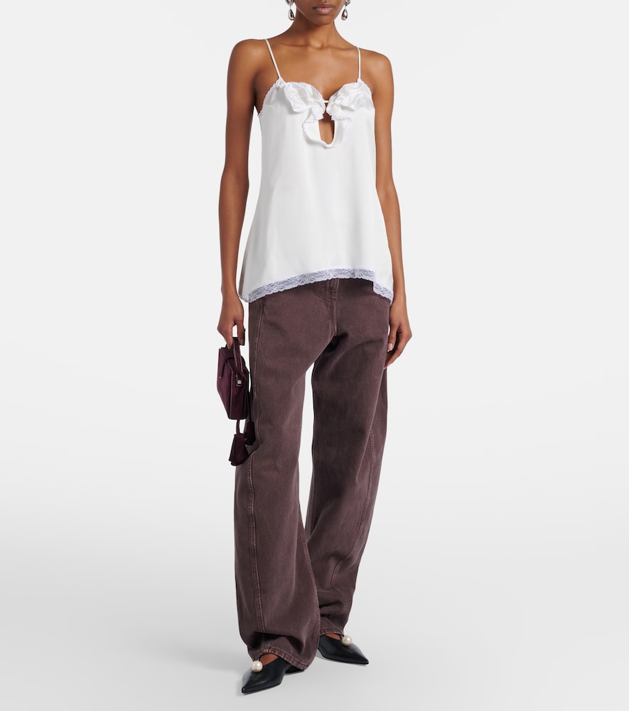Magda Butrym Floral-appliqué lace-trimmed silk satin camisole