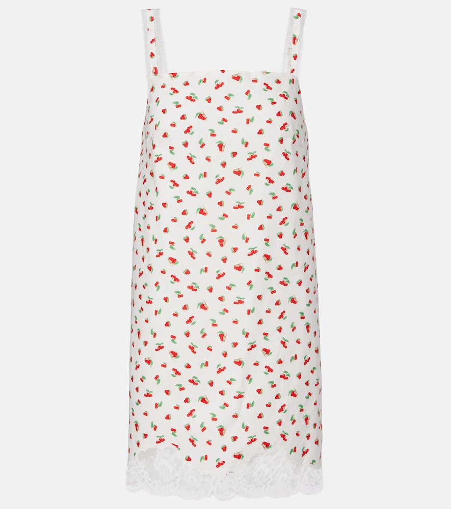 Posse Delia Lace Trimmed Printed Cotton Minidress