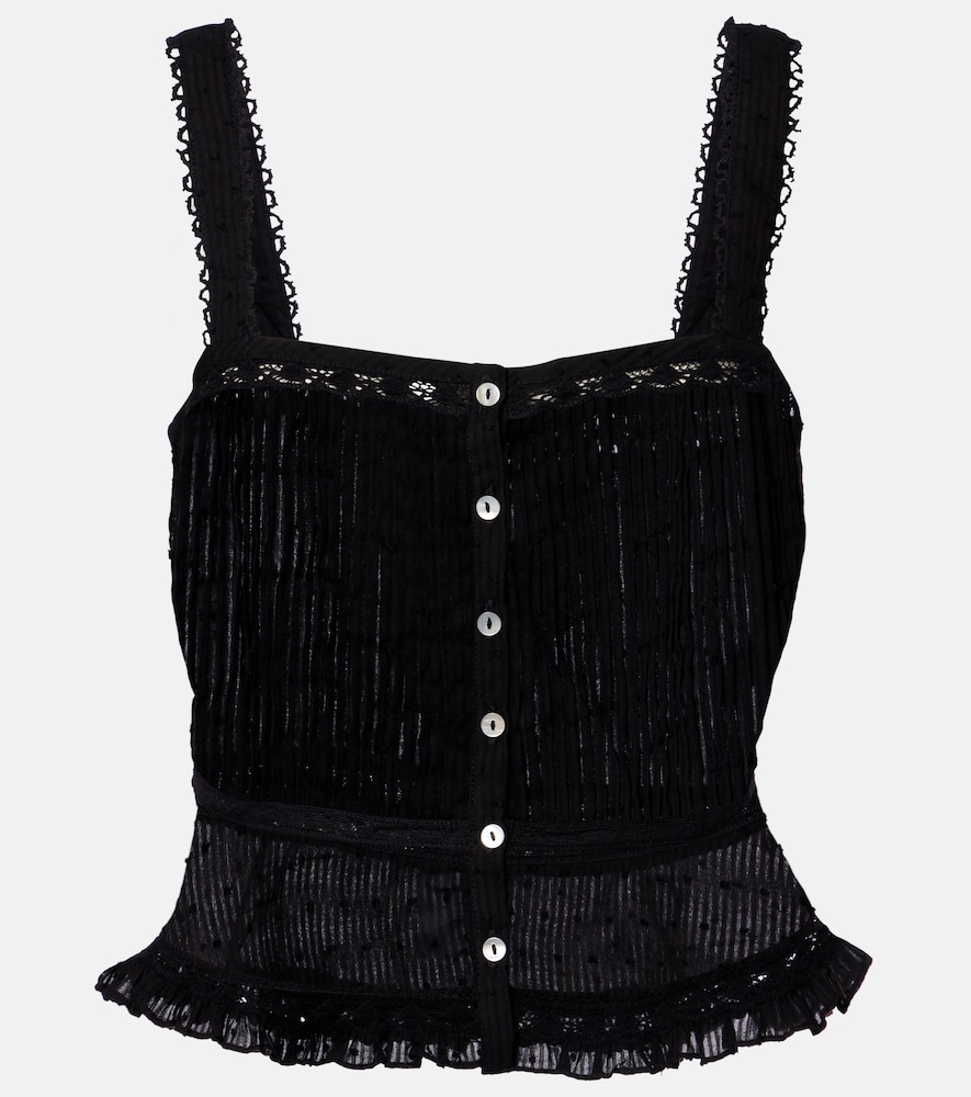 Poupette St Barth Berry lace-trimmed cotton top