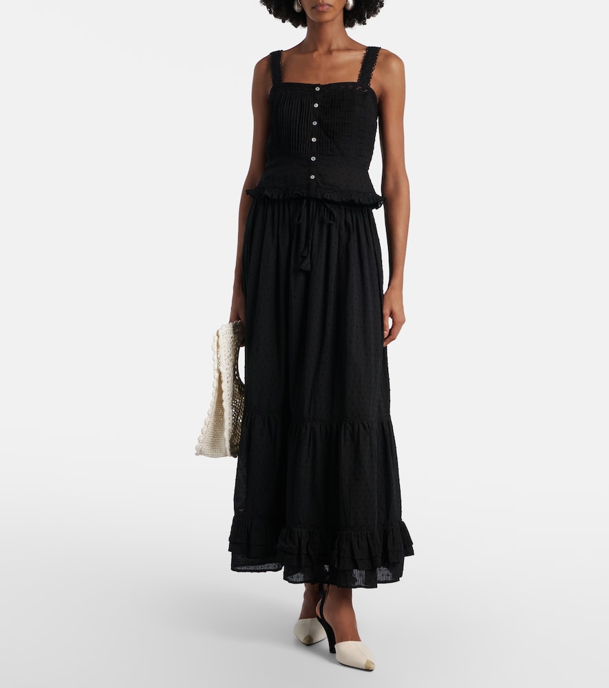 Poupette St Barth Berry lace-trimmed cotton top