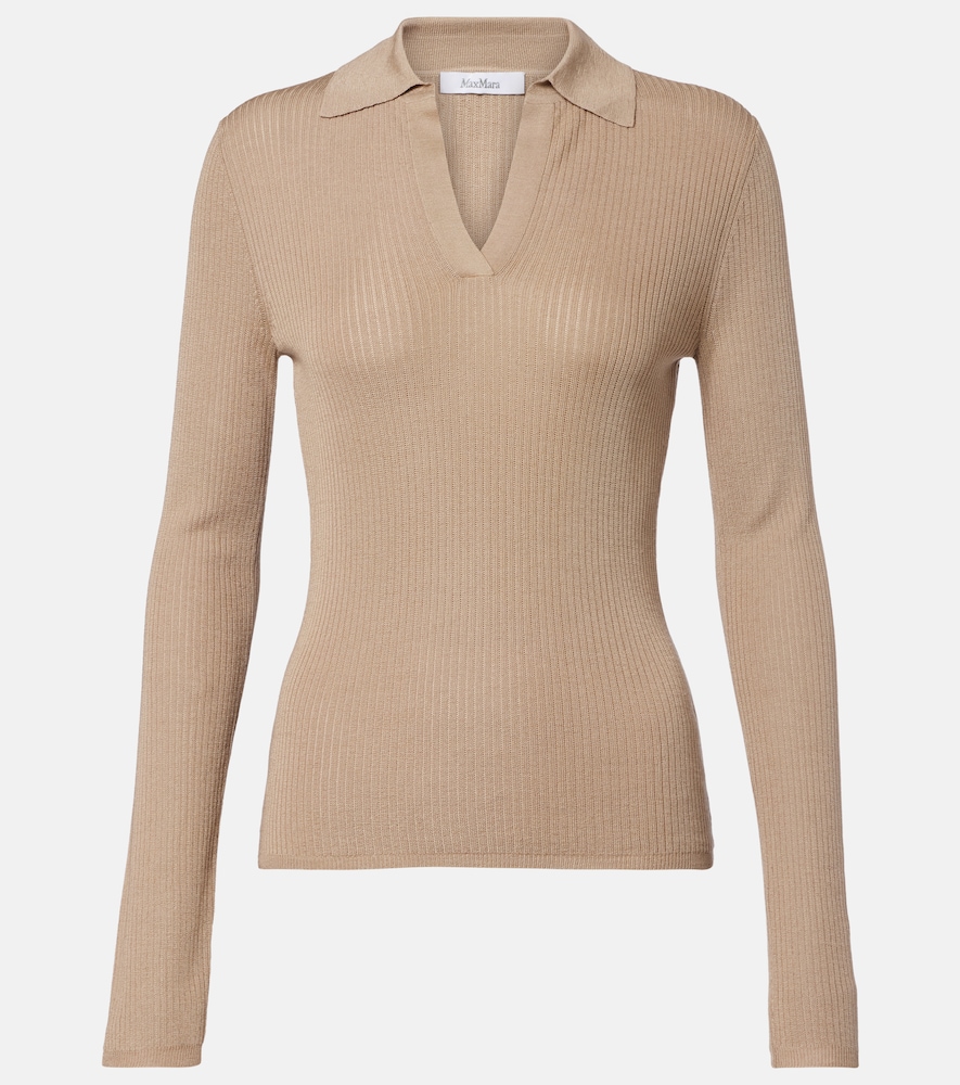 Max Mara Women's Beige Knitted Silk And Cashmere Top UK Size 18 - Mytheresa