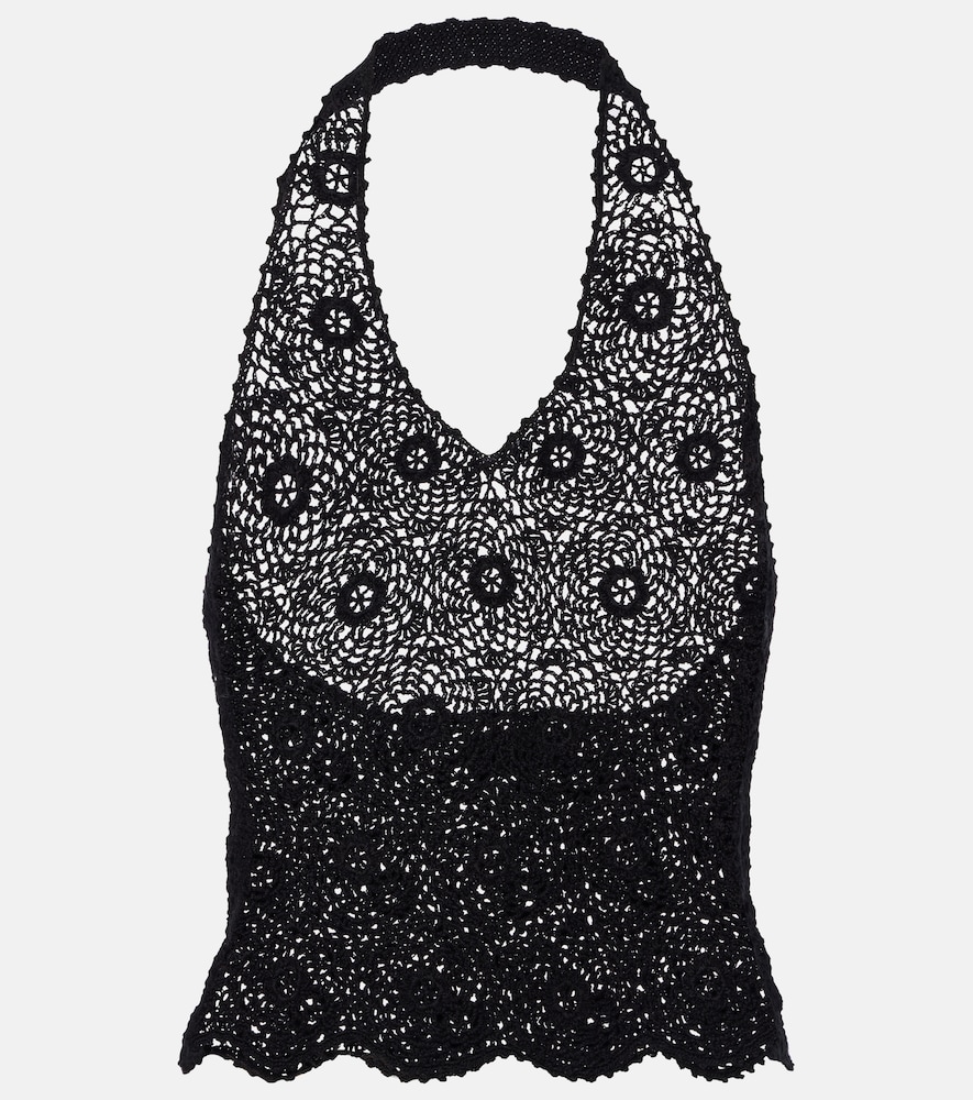 Nili Lotan Ventura crochet halterneck cotton top