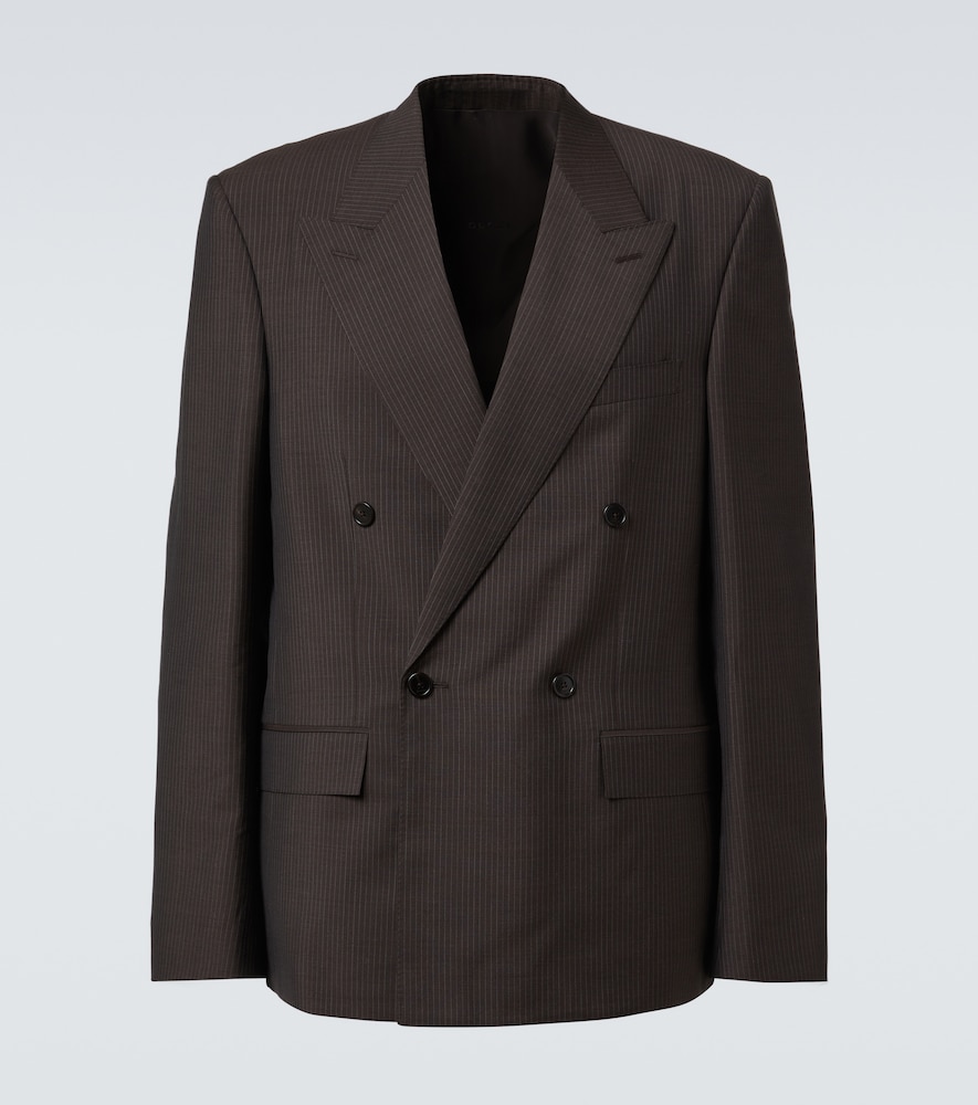 Gucci Men's Brown Pinstripe Wool And Mohair Blazer UK Size 38 - Mytheresa