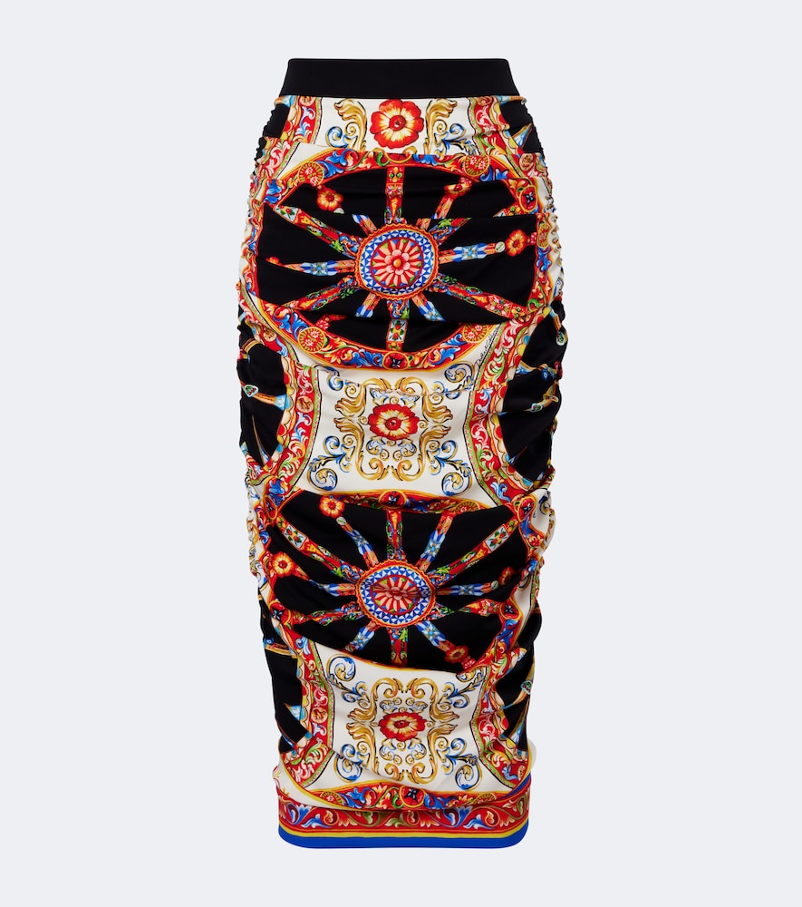 Dolce & Gabbana Caretto Silk-blend Midi Skirt In Multi