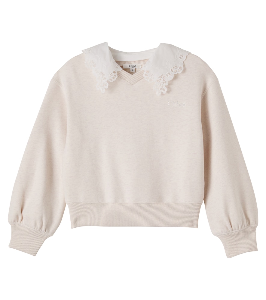 Chloé Kids Bestickter Pullover aus Baumwoll-Jersey