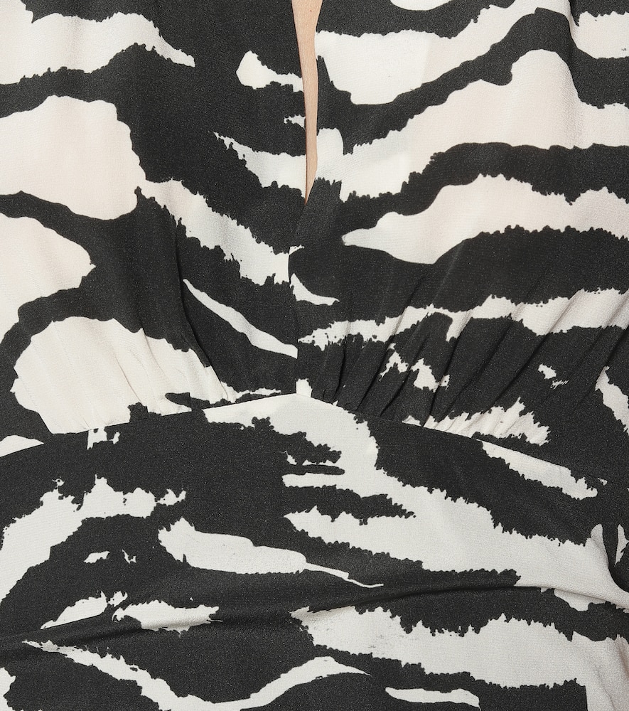 Isabel Marant Farah Mini Dress With Puffer Sleeves In Zebra Print In Black