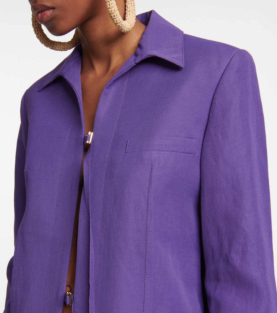 Jacquemus La Veste Amaro Crepe Self-tie Blazer In Purple