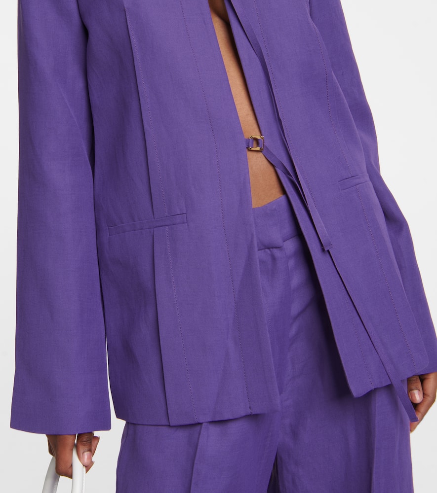 Jacquemus La Veste Amaro Crepe Self-tie Blazer In Purple