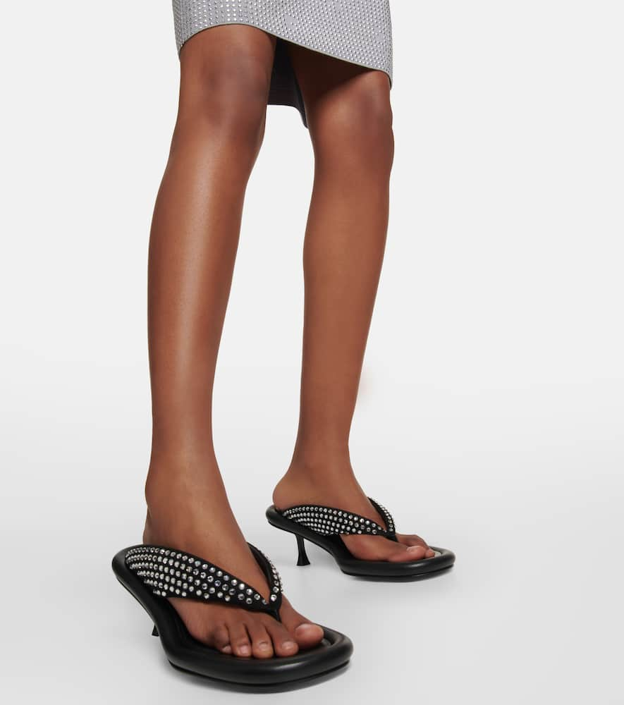 Shop Jw Anderson Embellished Leather Sandals In Black