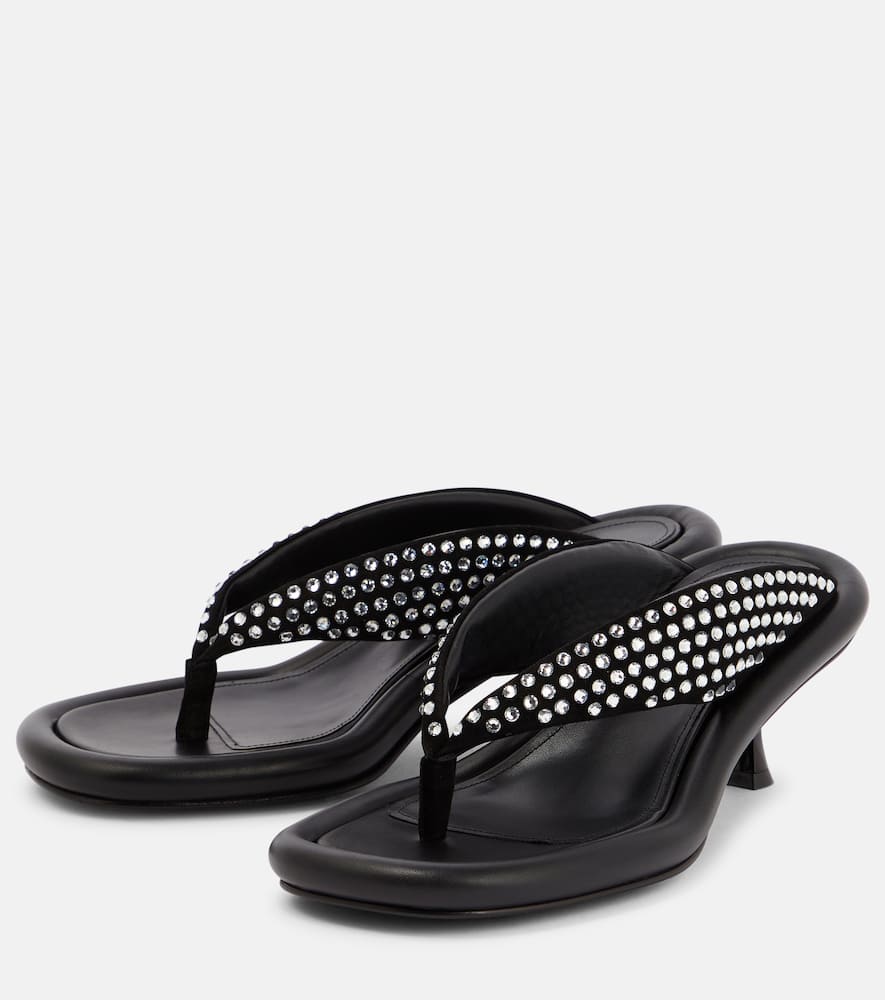 Jw Anderson Embellished Leather Sandals In Black