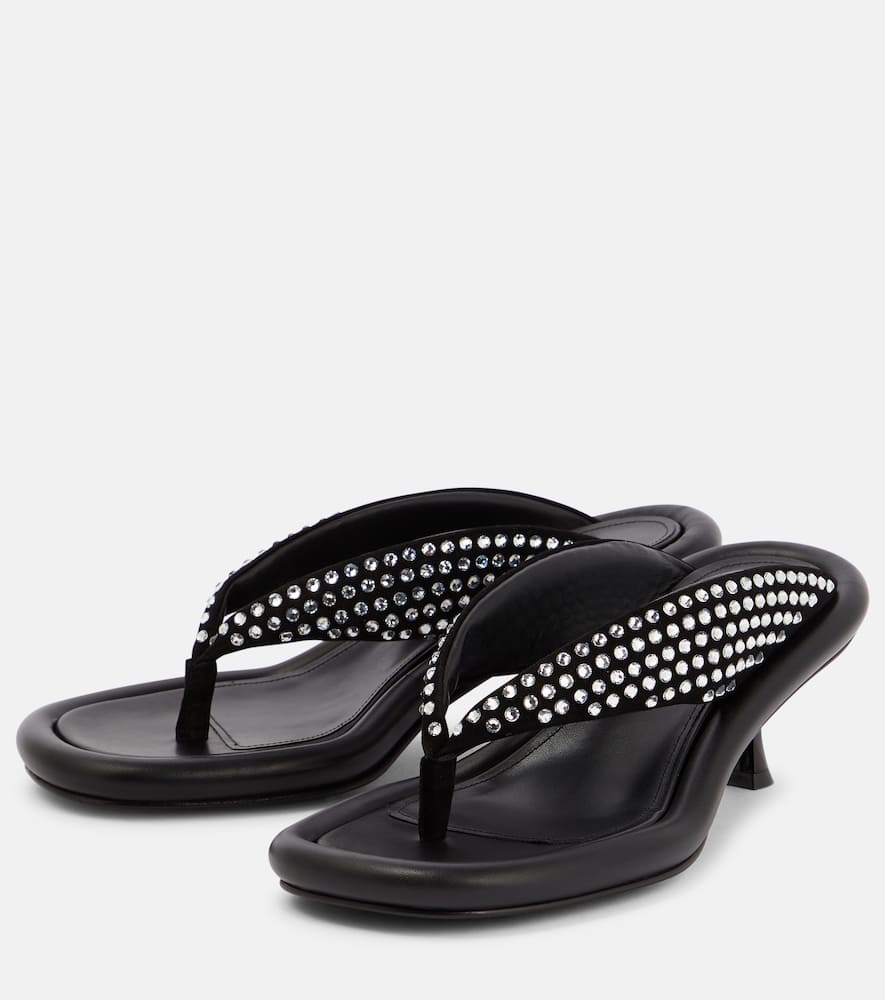 Shop Jw Anderson Embellished Leather Sandals In Black