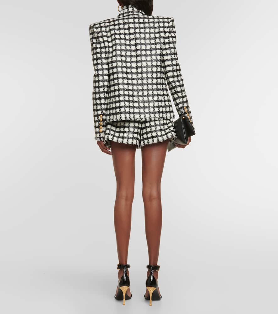 Balmain Button-embellished Checked Jacket In Multicoloured