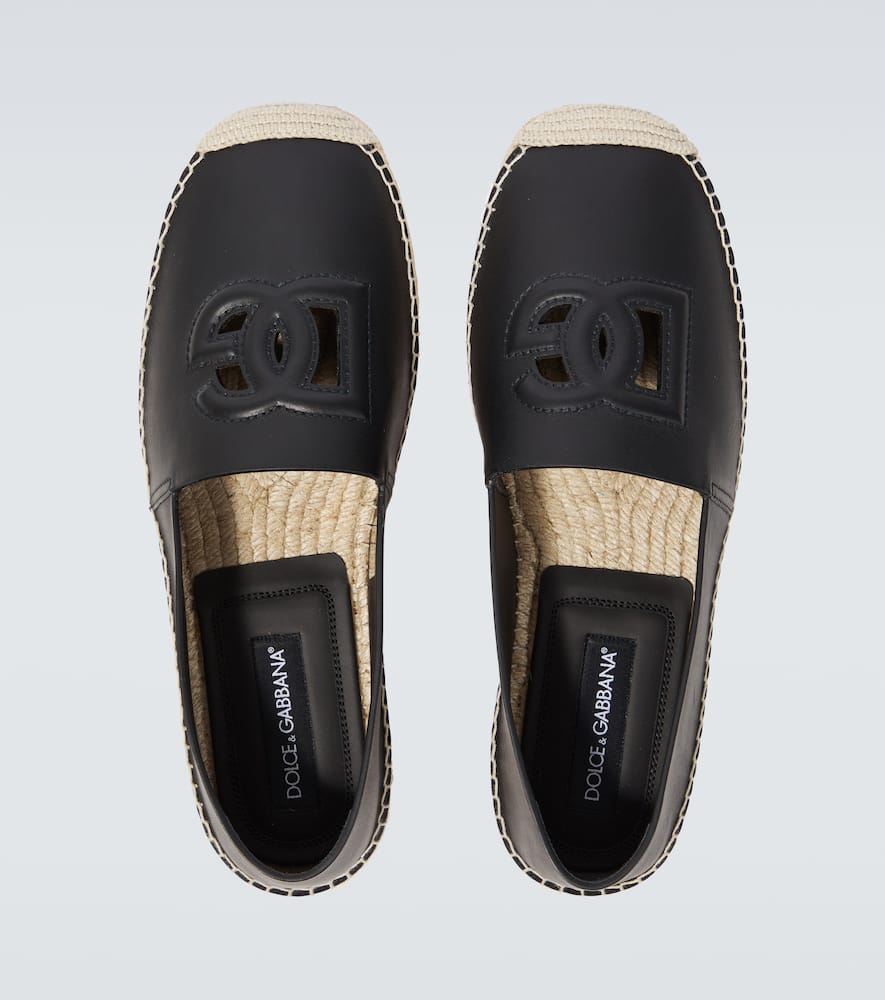 Shop Dolce & Gabbana Dg Leather Espadrilles In Nero