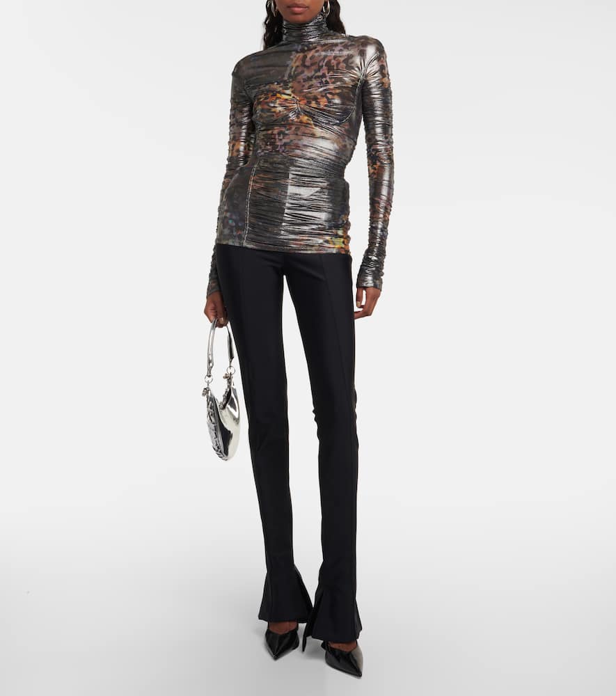 Mugler Printed Ruched Top In Multicoloured