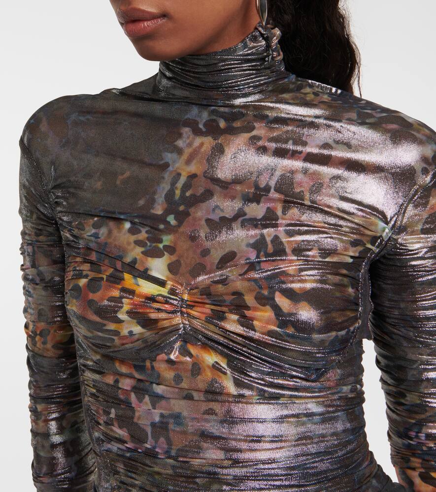Mugler Printed Ruched Top In Multicoloured