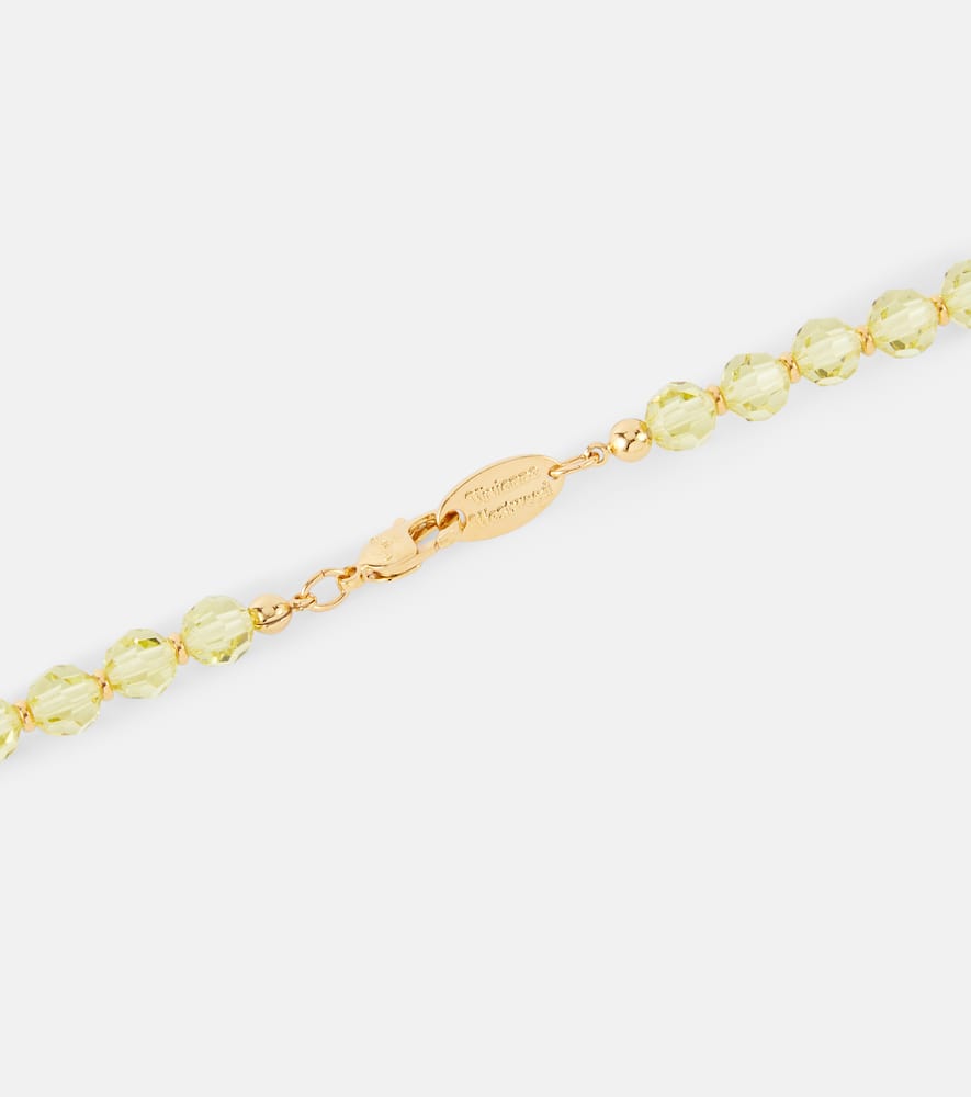 Shop Vivienne Westwood Messaline Crystal Choker In Gold