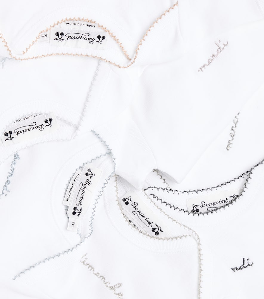 Bonpoint Baby Set Of 7 Printed Cotton Jersey Bodysuits In White