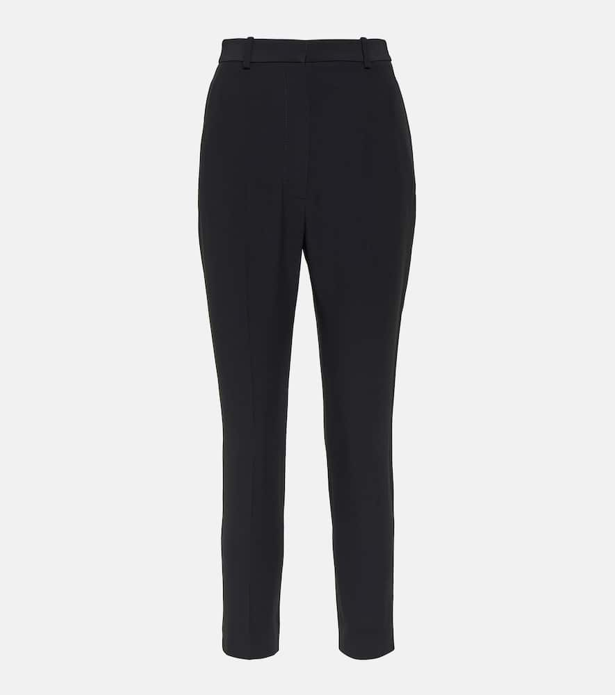 Shop Alexander Mcqueen High-rise Crêpe Tapered Pants In Black