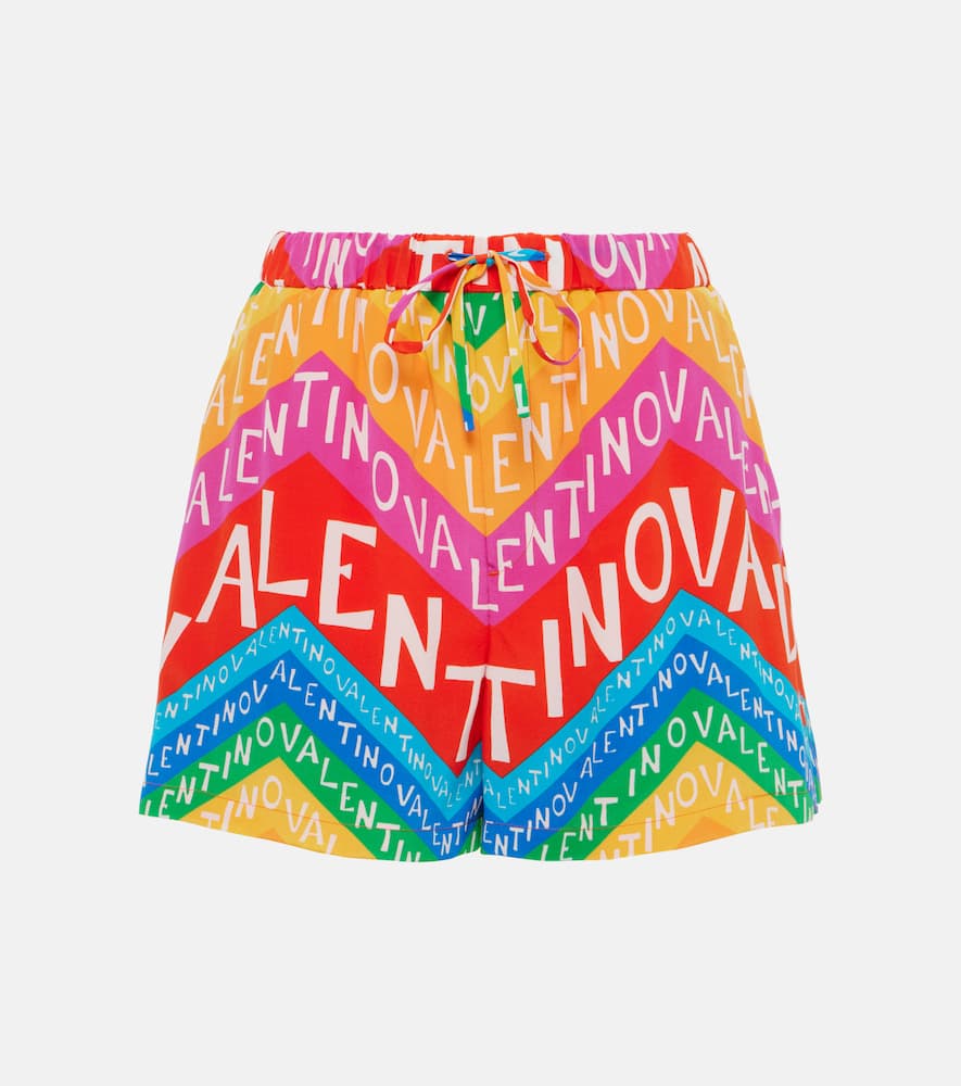 Logo high-rise silk shorts