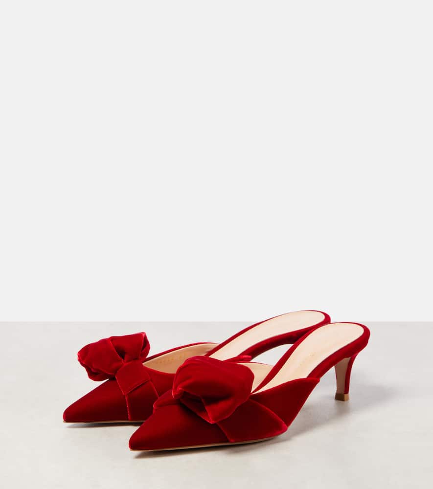 GIANVITO ROSSI 55 BOW-DETAIL VELVET MULES