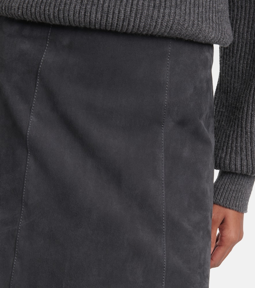 Joseph Suede Midi Skirt In Blue