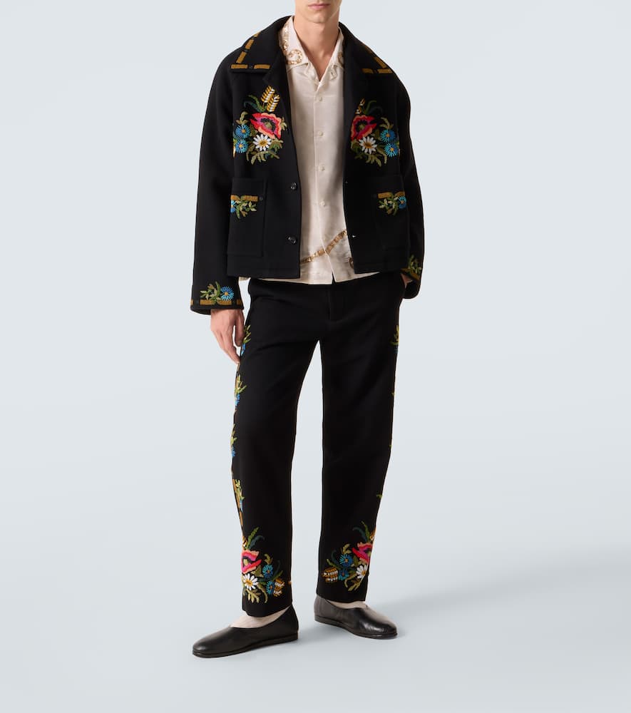 Bode Beaded Aquitaine Embellished Wool Jacket In Multi