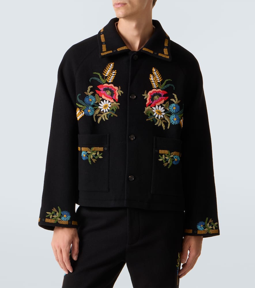 Bode Beaded Aquitaine Embellished Wool Jacket In Multi