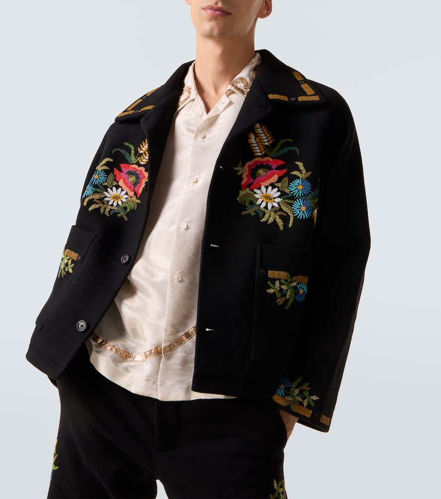 Bode Beaded Aquitaine Embellished Wool Jacket In Multi