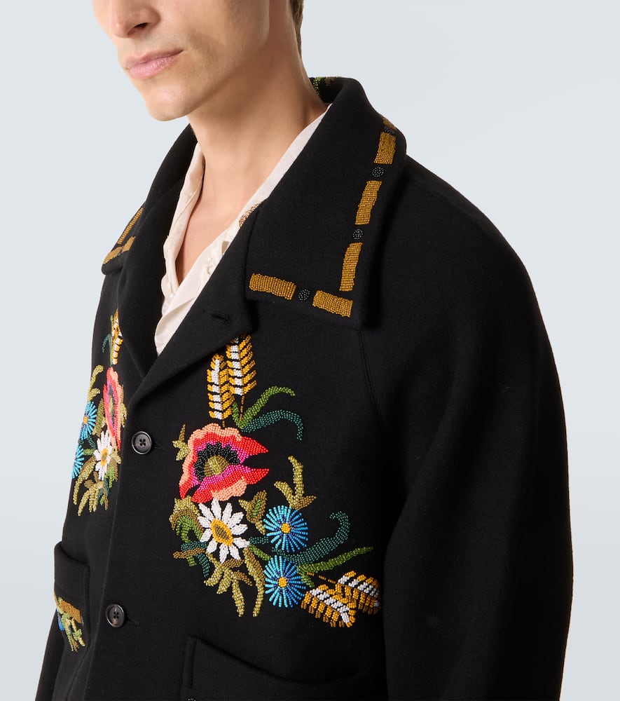 Bode Beaded Aquitaine Embellished Wool Jacket In Multi