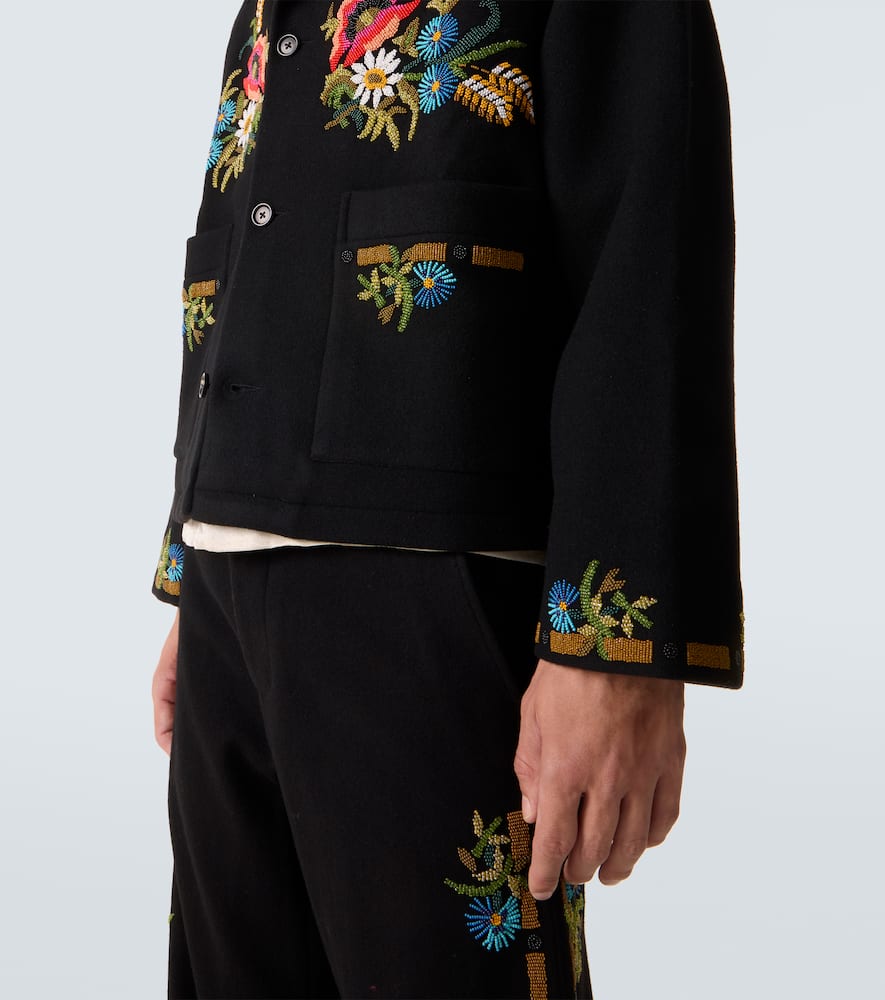 Bode Beaded Aquitaine Embellished Wool Jacket In Multi