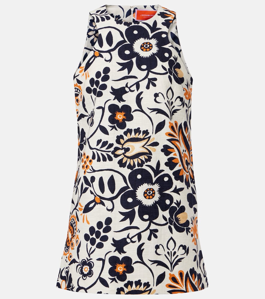 Racer printed cotton poplin minidress