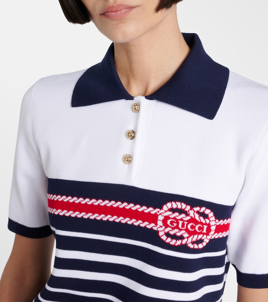 Gucci Cotton Stitch Polo Top With Intarsia
