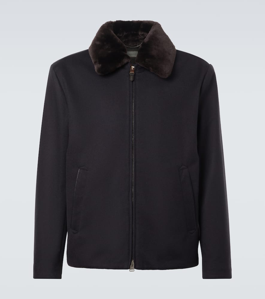 Shearling-trimmed cashmere jacket