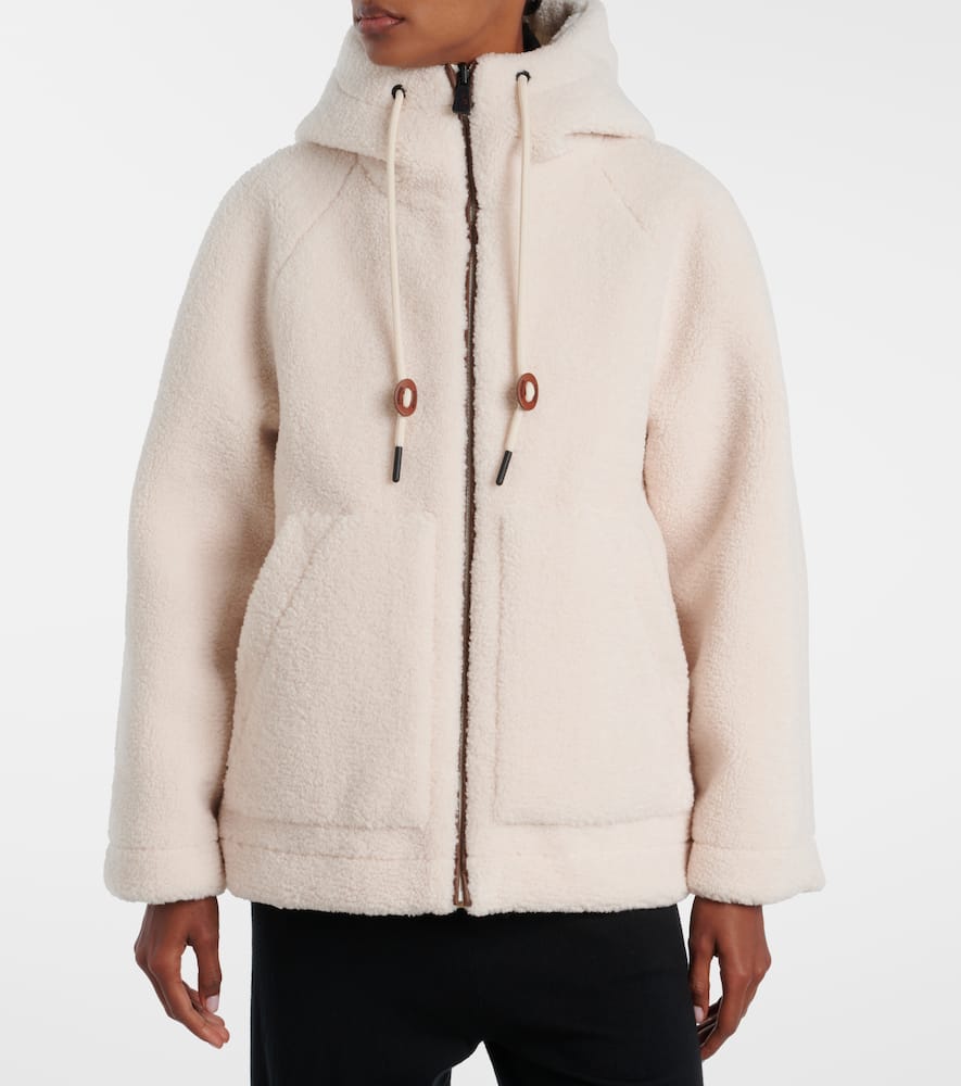 Moncler Yushan Reversible Teddy Short Padded Jacket In White